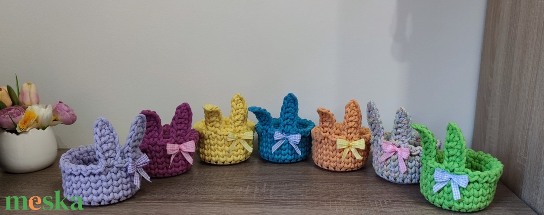 Nyuszifüles kistároló kosár gyerekeknek - ünnepi díszek, dekorációk - húsvéti díszek és dekorációk - húsvéti kosár - Meska.hu