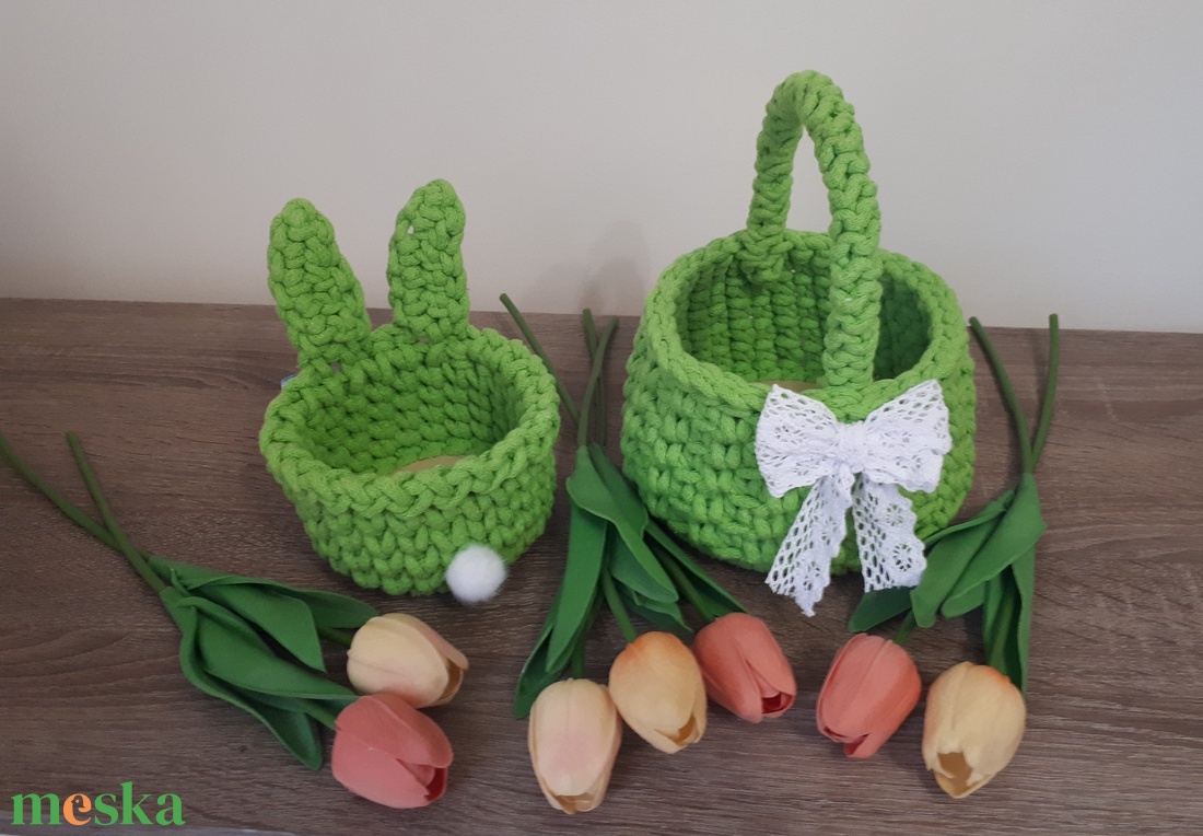 Horgolt húsvéti kiskosár gyerekeknek - ünnepi díszek, dekorációk - húsvéti díszek és dekorációk - húsvéti kosár - Meska.hu