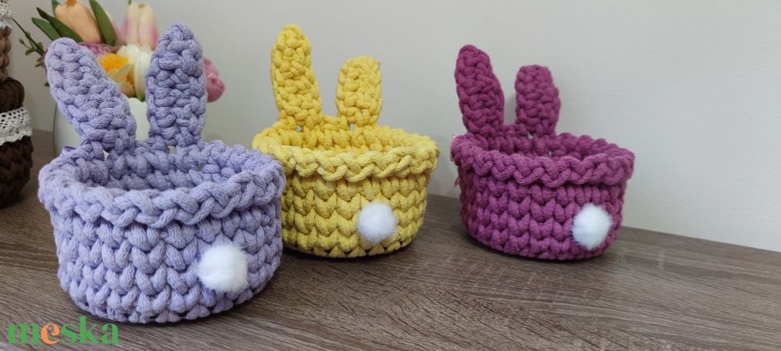 Nyuszifüles kistároló kosár gyerekeknek - ünnepi díszek, dekorációk - húsvéti díszek és dekorációk - húsvéti kosár - Meska.hu