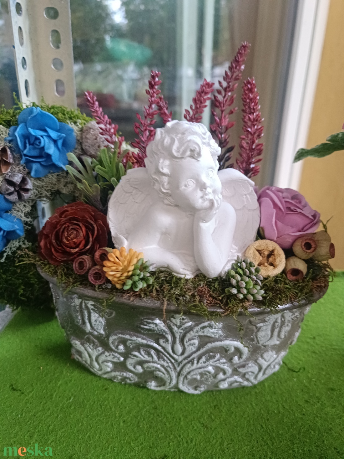 Gondolkodó angyalkás kegyeleti sírdísz - otthon & életmód - vallás - temetkezési tárgy - sírdísz, kegyeleti dísz - Meska.hu