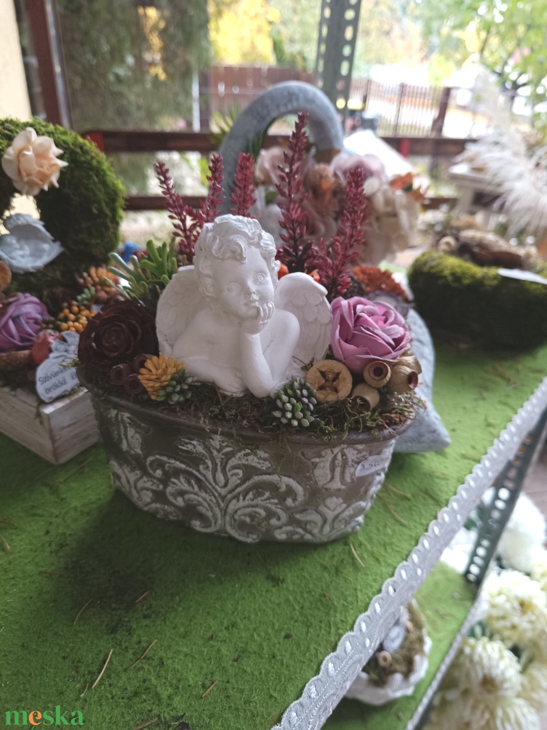 Gondolkodó angyalkás kegyeleti sírdísz - otthon & életmód - vallás - temetkezési tárgy - sírdísz, kegyeleti dísz - Meska.hu