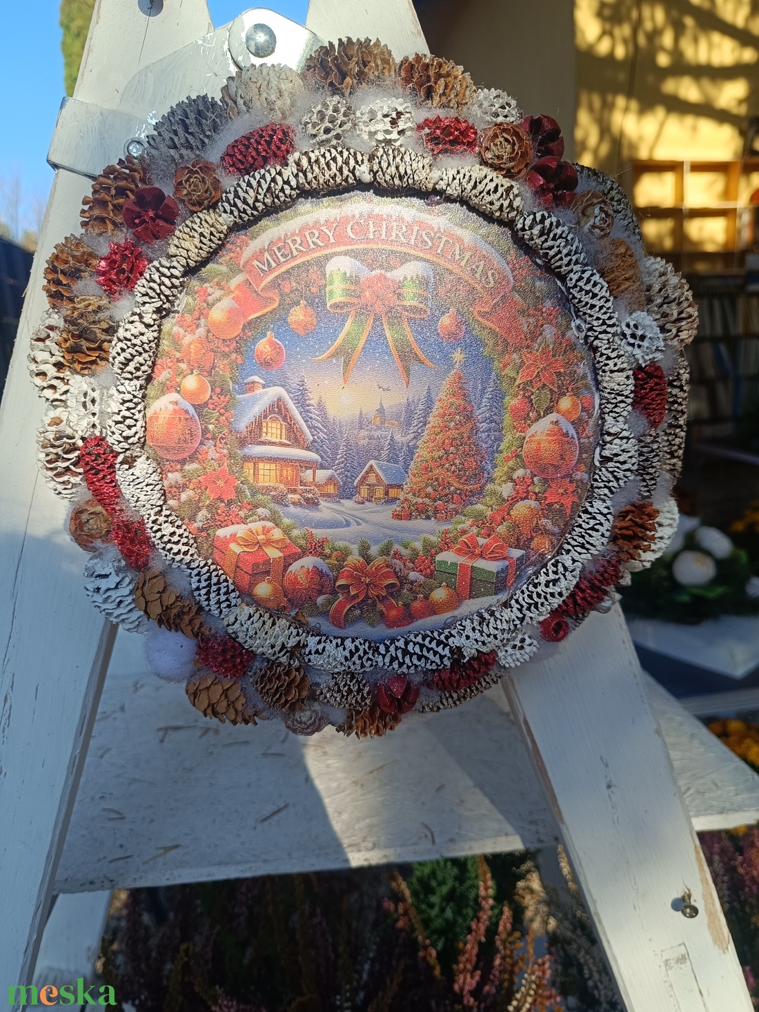 Piros karácsonyi kopogtató - otthon & életmód - dekoráció - ajtó- és ablak dekoráció - ajtódísz & kopogtató - Meska.hu