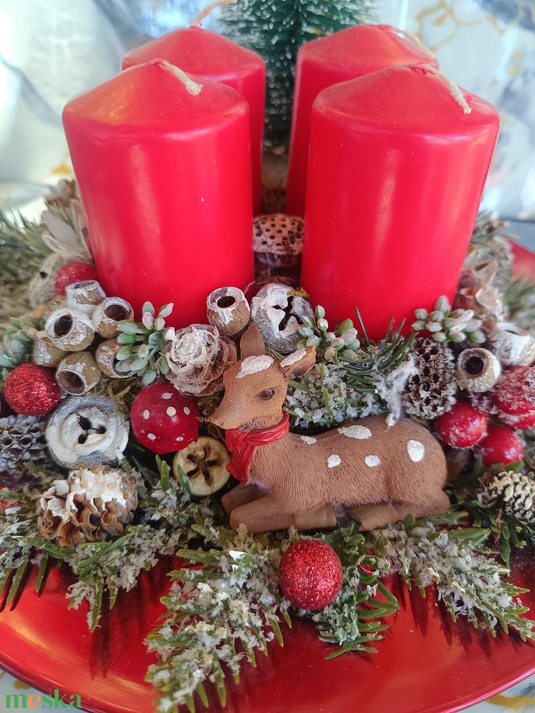 Őzikés adventi koszorú - karácsony - adventi díszek - adventi koszorú - Meska.hu