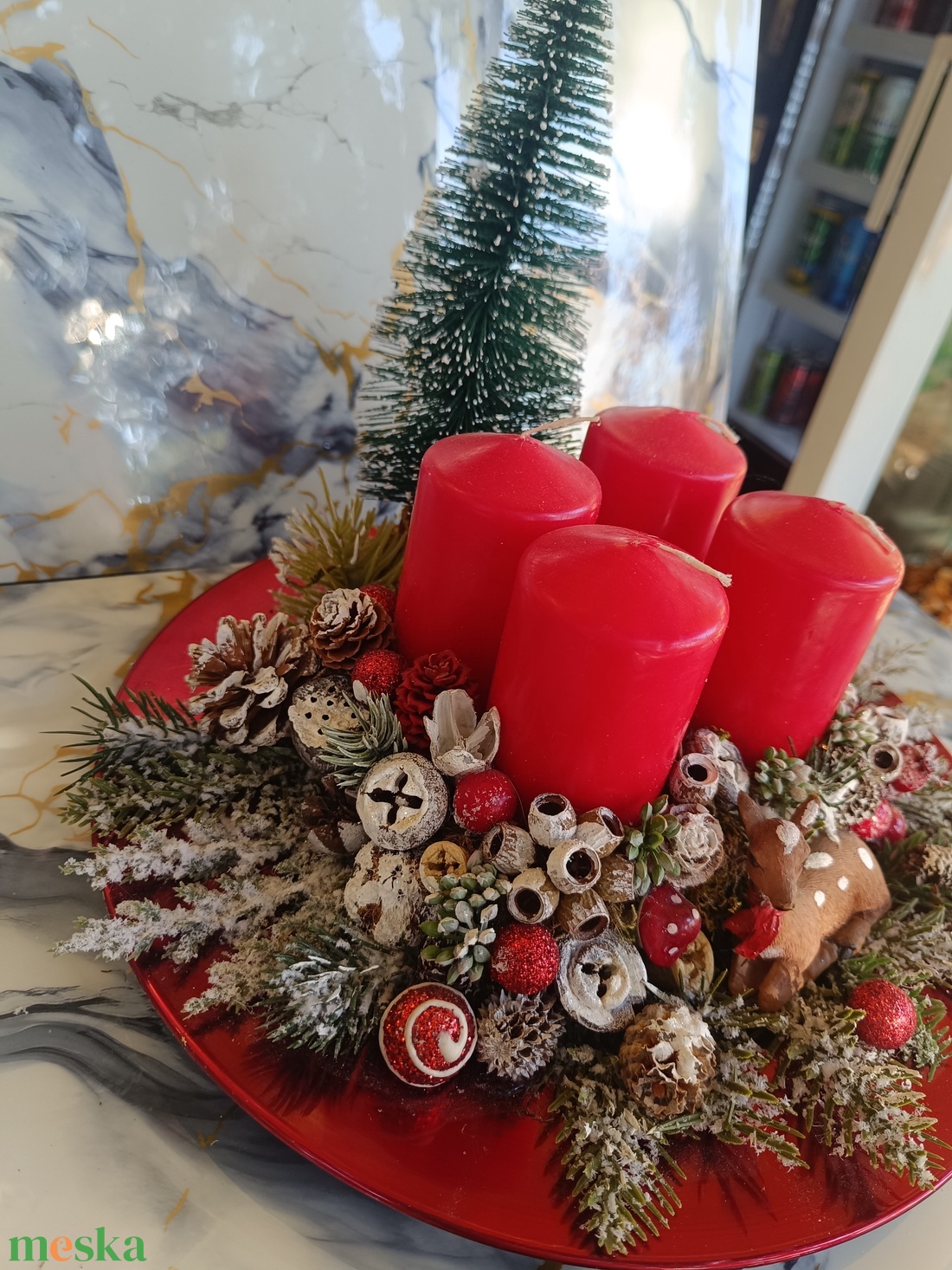 Őzikés adventi koszorú - karácsony - adventi díszek - adventi koszorú - Meska.hu