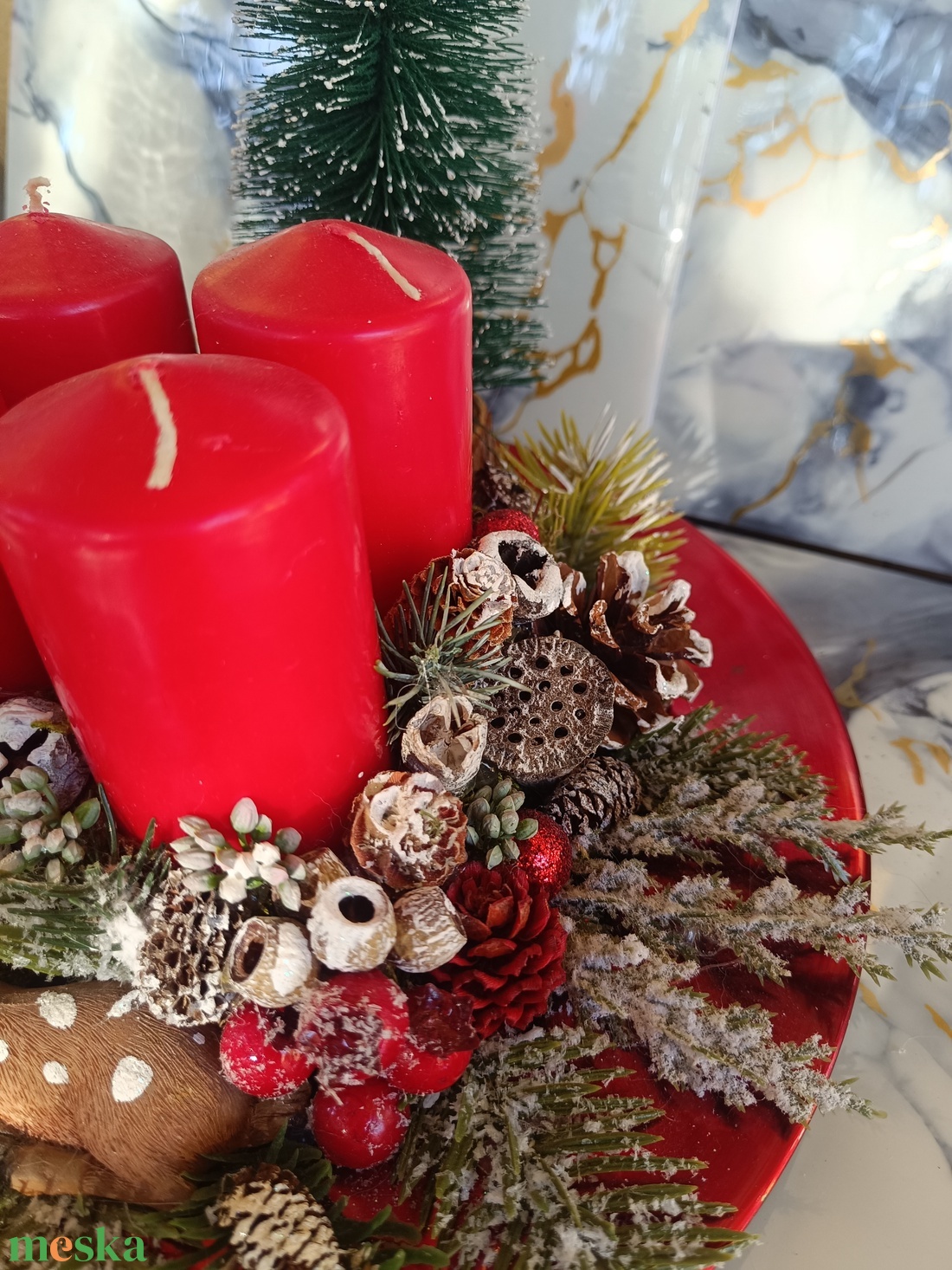 Őzikés adventi koszorú - karácsony - adventi díszek - adventi koszorú - Meska.hu