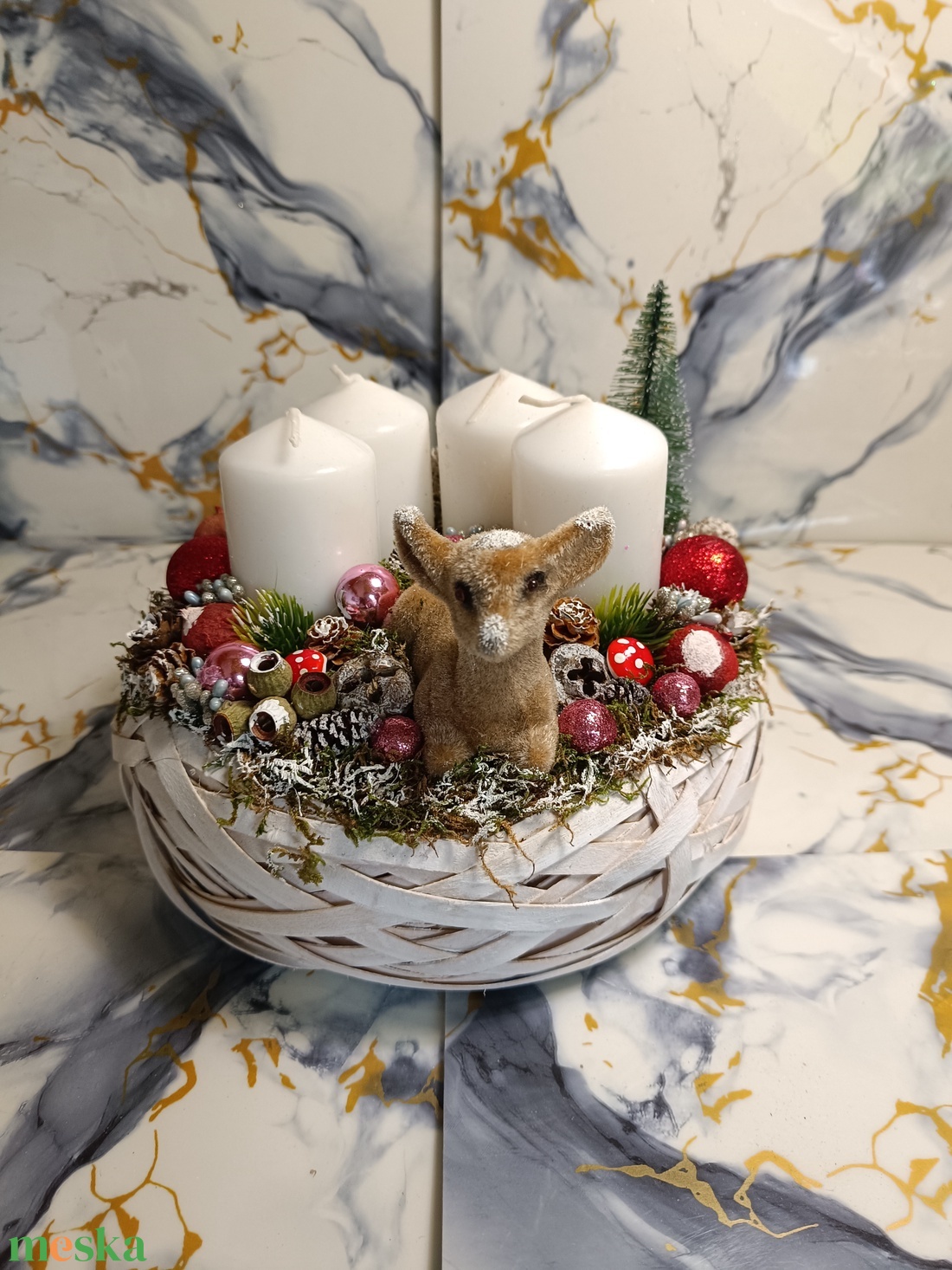 Őzikés karácsonyi koszorú - karácsony - adventi díszek - adventi koszorú - Meska.hu