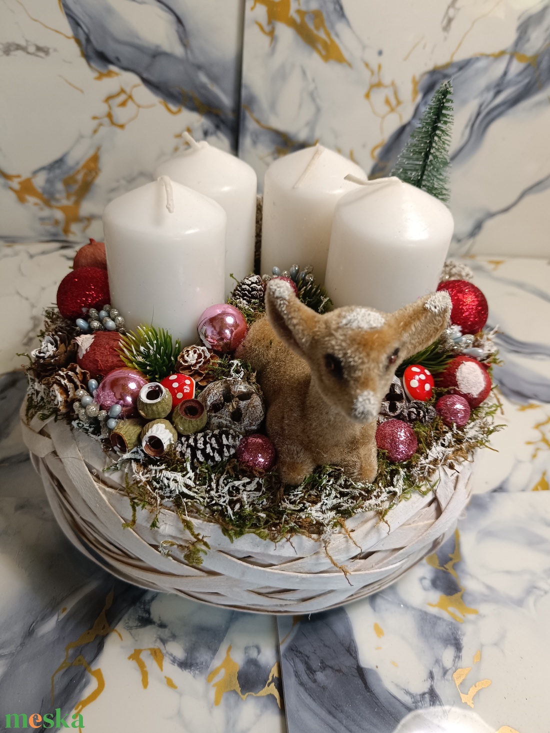 Őzikés karácsonyi koszorú - karácsony - adventi díszek - adventi koszorú - Meska.hu