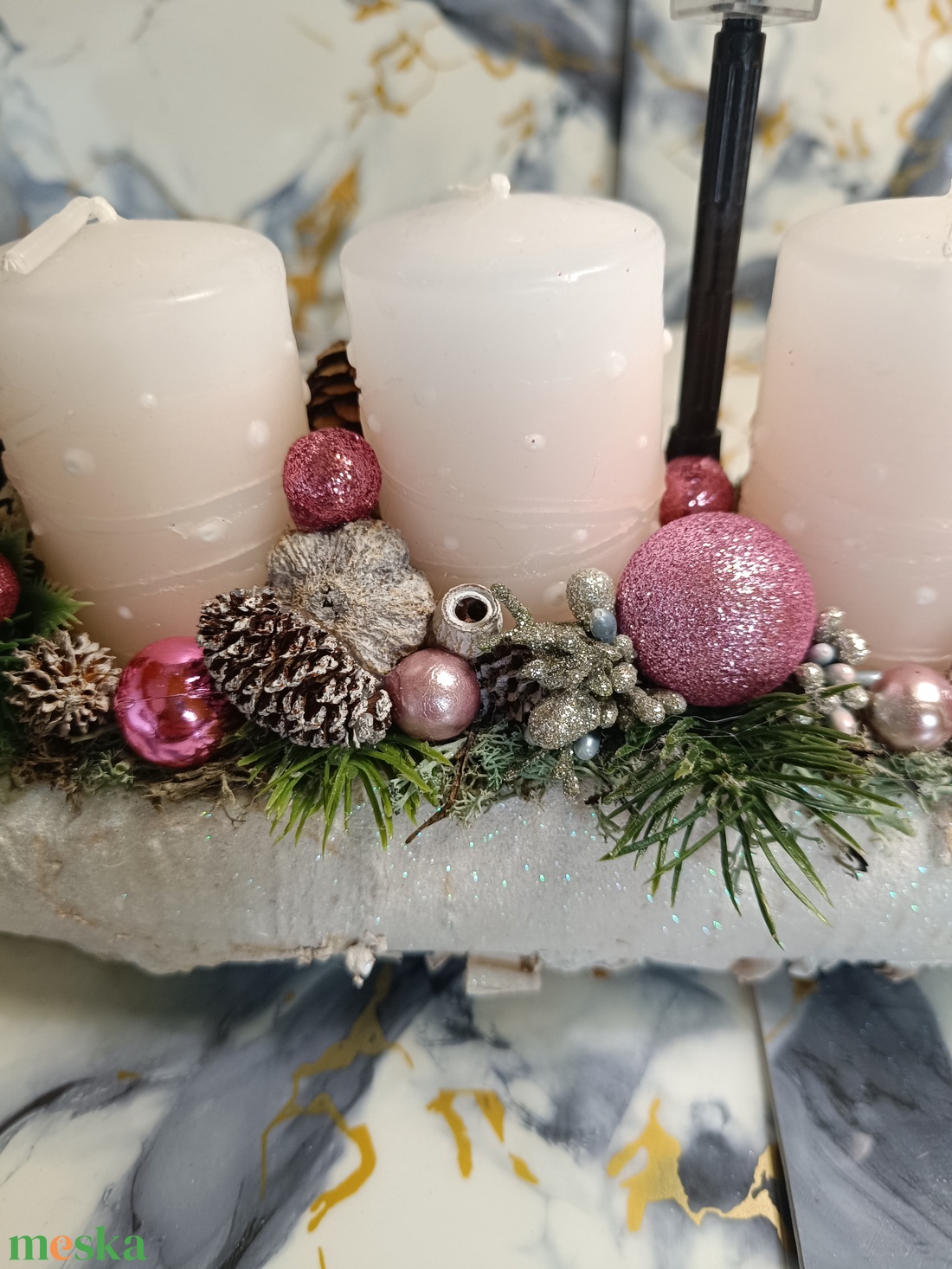 Rózsaszín álom adventi koszorú - karácsony - adventi díszek - adventi koszorú - Meska.hu