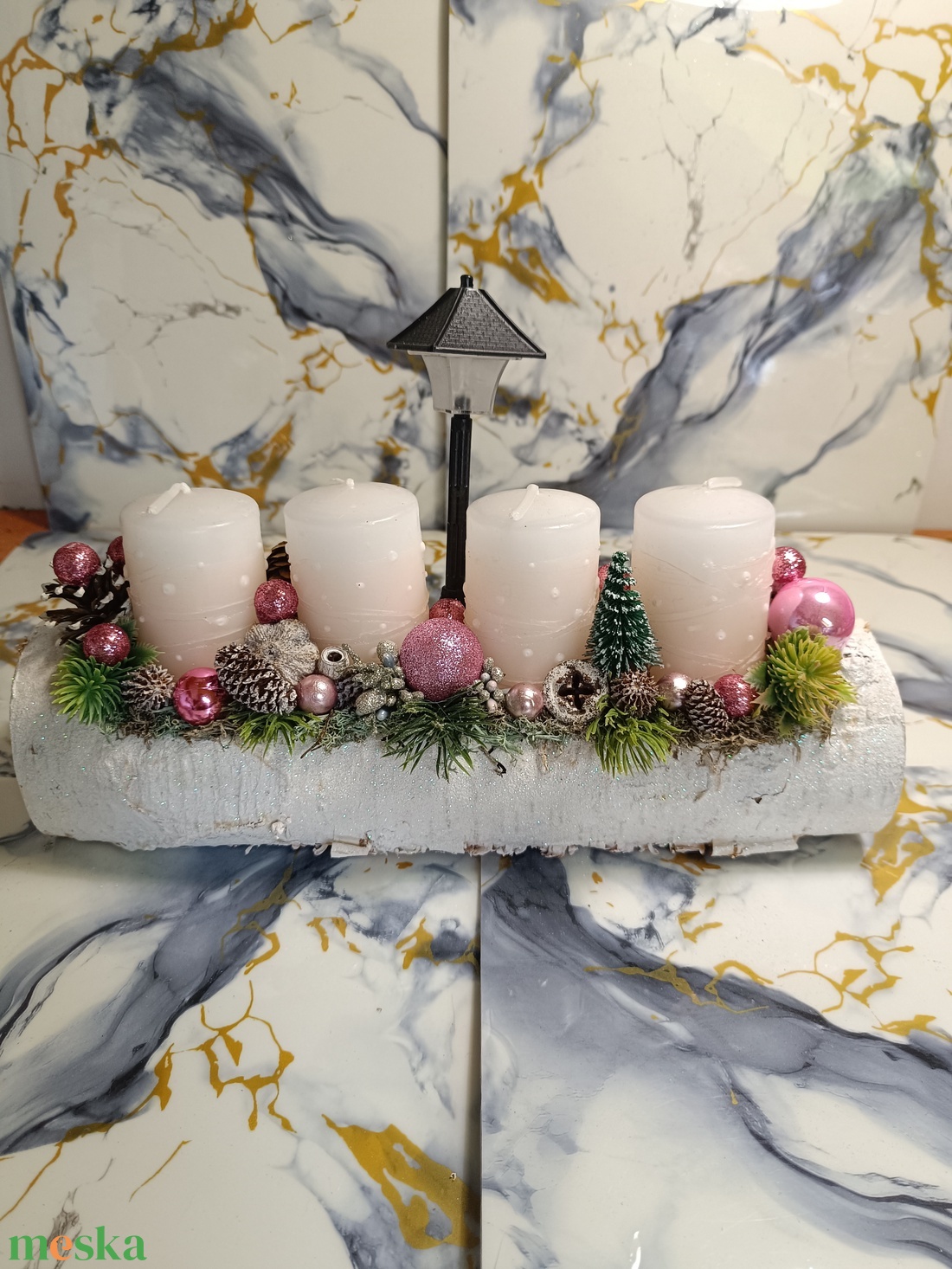 Rózsaszín álom adventi koszorú - karácsony - adventi díszek - adventi koszorú - Meska.hu