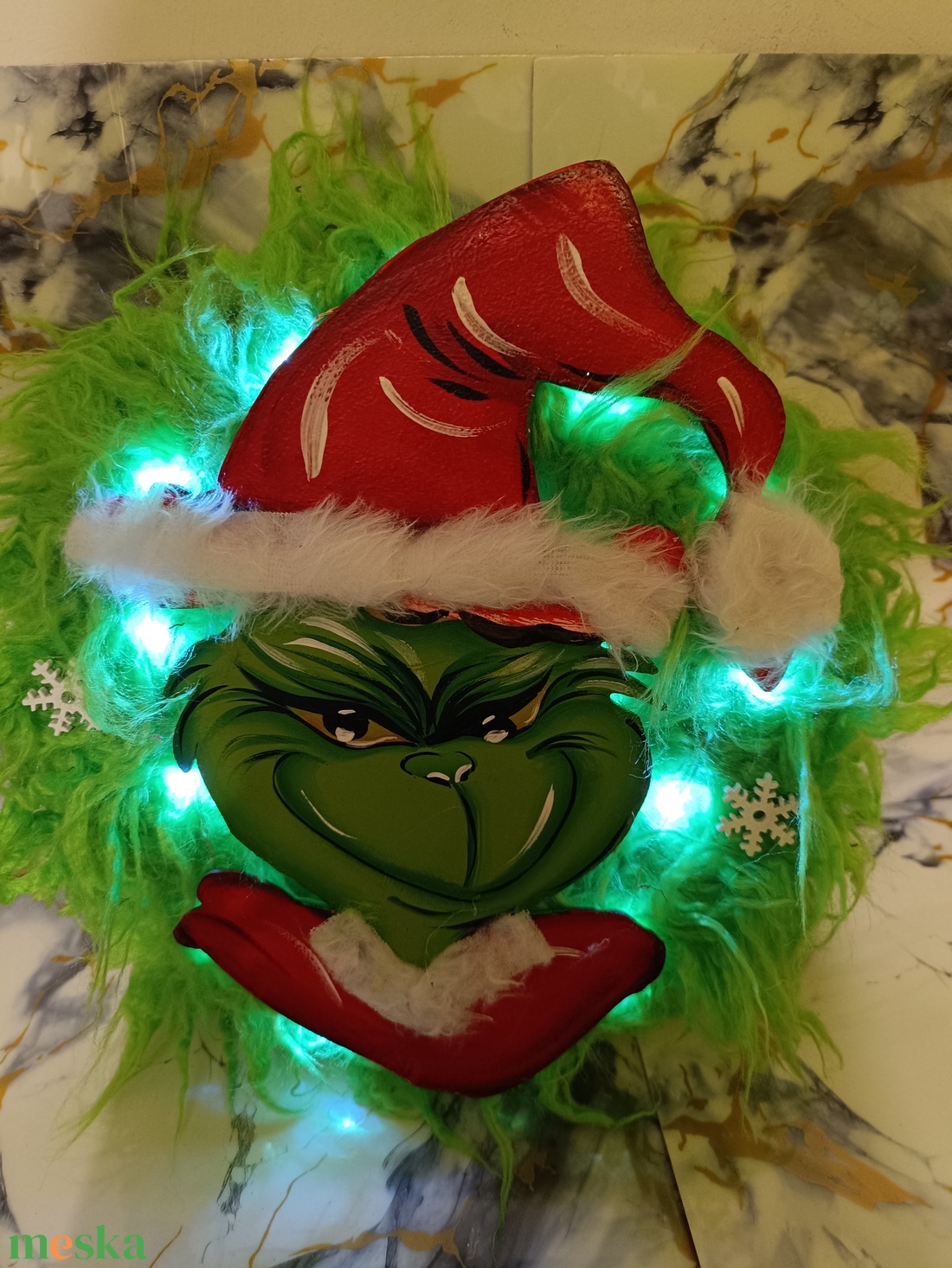 Grincs karácsonyi ajtókopogtató - karácsony - adventi díszek - adventi ajtódísz - Meska.hu