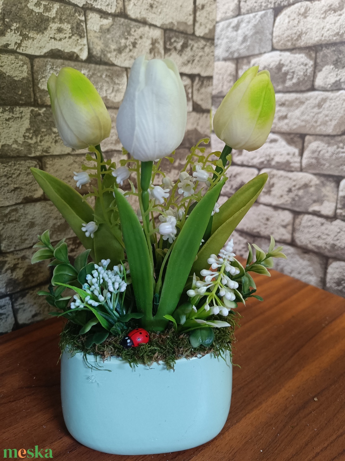 Türkiz tavaszi asztaldísz - otthon & életmód - dekoráció - asztal és polc dekoráció - asztaldísz - Meska.hu