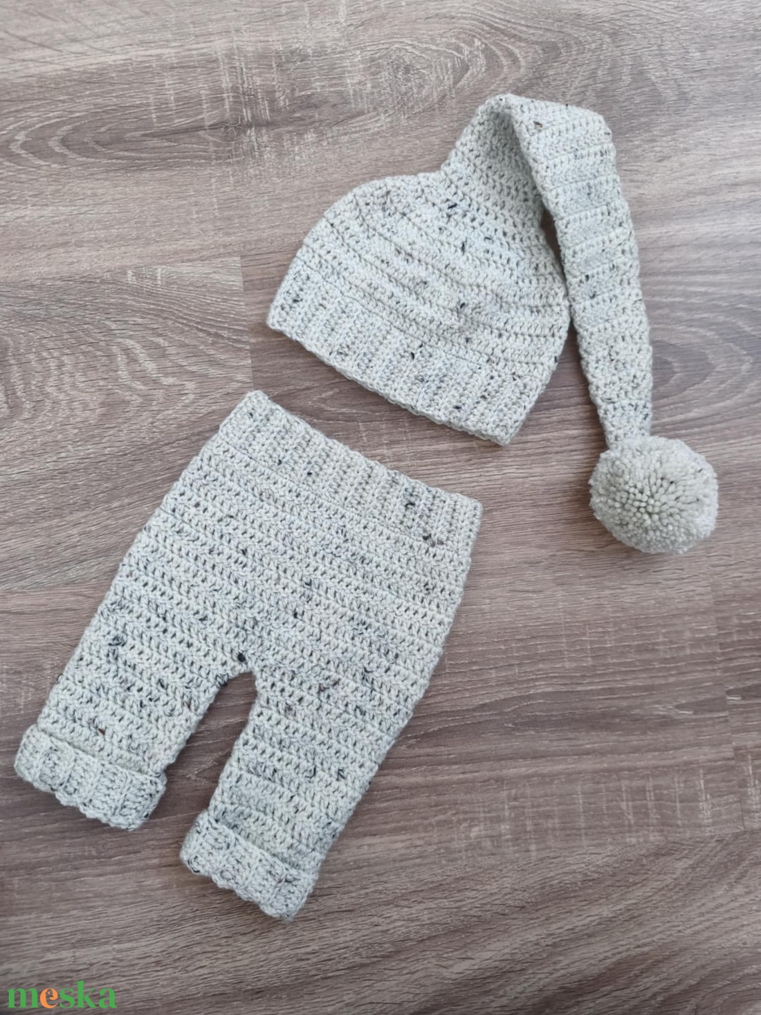 Horgolt nadrág manó sapkával - baba - mama - babafotózás - szett újszülött fotózásra - Meska.hu