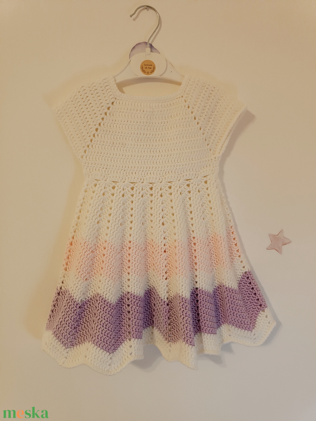 Horgolt kislány ruha - baba - mama - babaruházat - baba ruhák - Meska.hu
