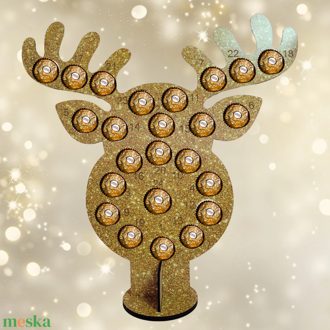 Rénszarvasos csokis adventi kalendárium  - karácsony - adventi díszek - adventi naptár - Meska.hu