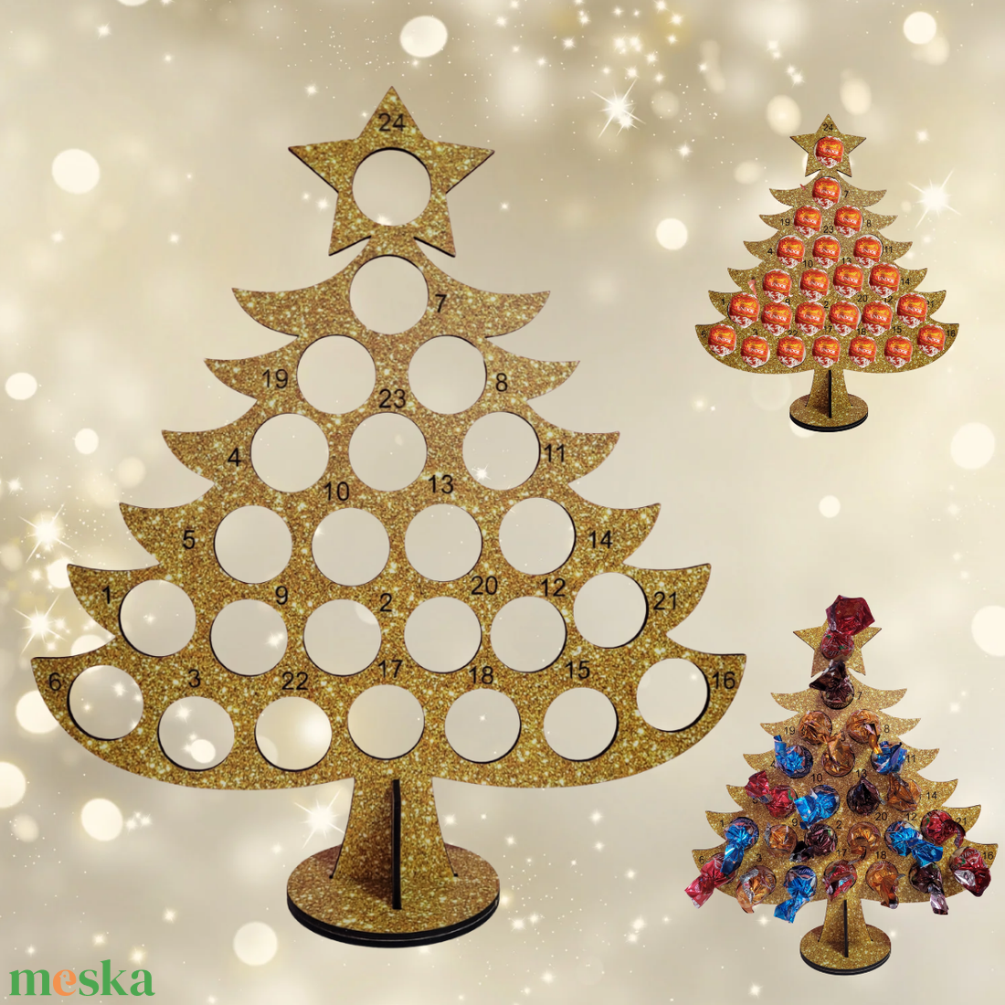 Fenyőfás csokis adventi kalendárium  - karácsony - adventi díszek - adventi naptár - Meska.hu