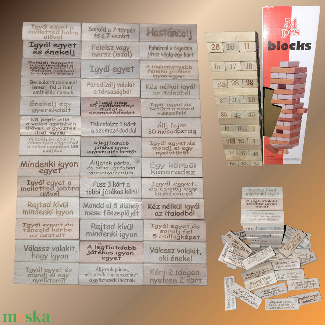 Részeges jenga a legjobb bulikhoz  - játék & sport - táblajáték és kártyajáték - társasjátékok - dobókocka - Meska.hu