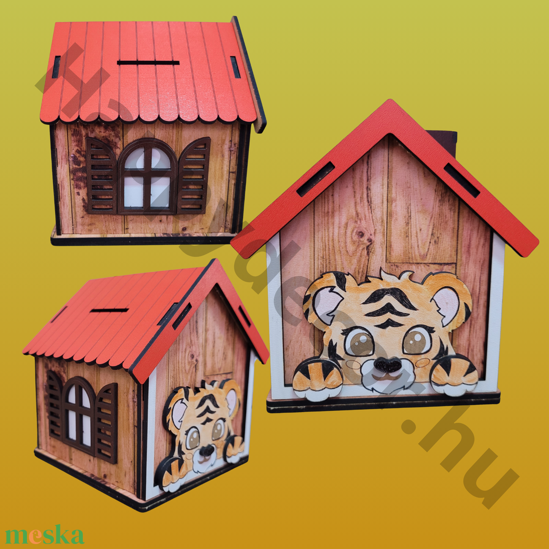 Tigrises fa persely  - otthon & életmód - dekoráció - asztal és polc dekoráció - persely - Meska.hu