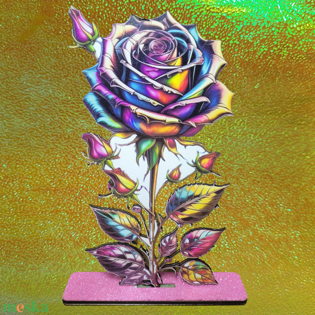 Szivárványos örök rózsa  - otthon & életmód - dekoráció - ajtó- és ablak dekoráció - ablakdísz - Meska.hu