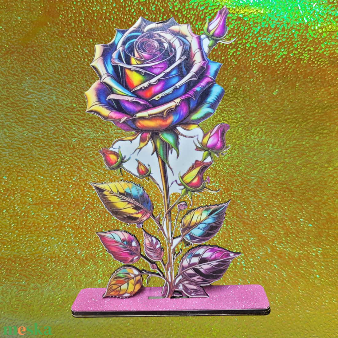 Szivárványos örök rózsa  - otthon & életmód - dekoráció - ajtó- és ablak dekoráció - ablakdísz - Meska.hu