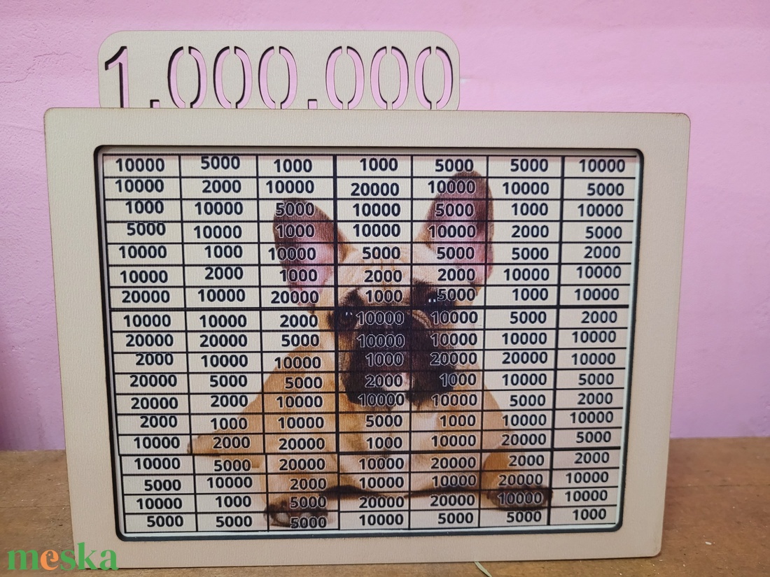 1 milliós Ft-os persely francia bulldog háttérrel  - otthon & életmód - dekoráció - asztal és polc dekoráció - persely - Meska.hu