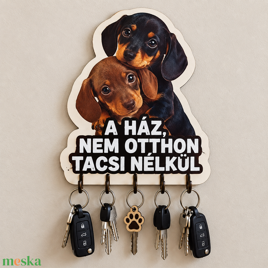 Tacskós fali kulcstartó  - otthon & életmód - dekoráció - fali és függő dekoráció - fali kulcstartó - Meska.hu