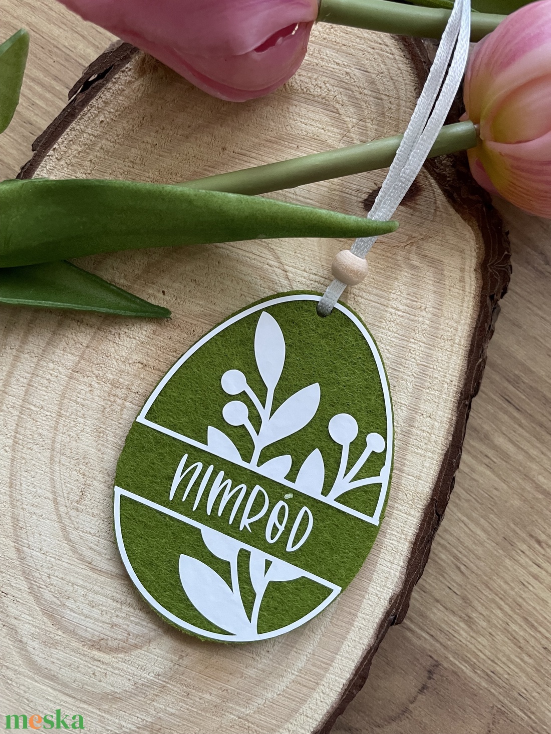 Névre szóló húsvéti tojás (zöld) - otthon & életmód - dekoráció - fali és függő dekoráció - falra akasztható dekor - Meska.hu