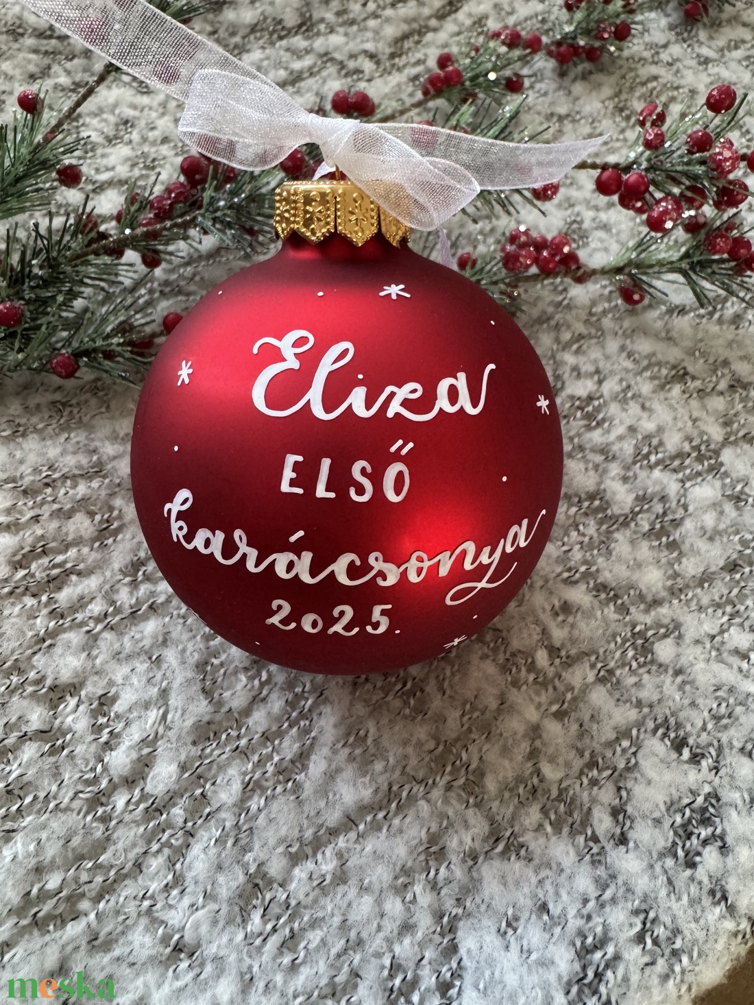 Piros matt Üveggömb 8 cm  - karácsony - karácsonyi lakásdekoráció - karácsonyfadíszek - Meska.hu