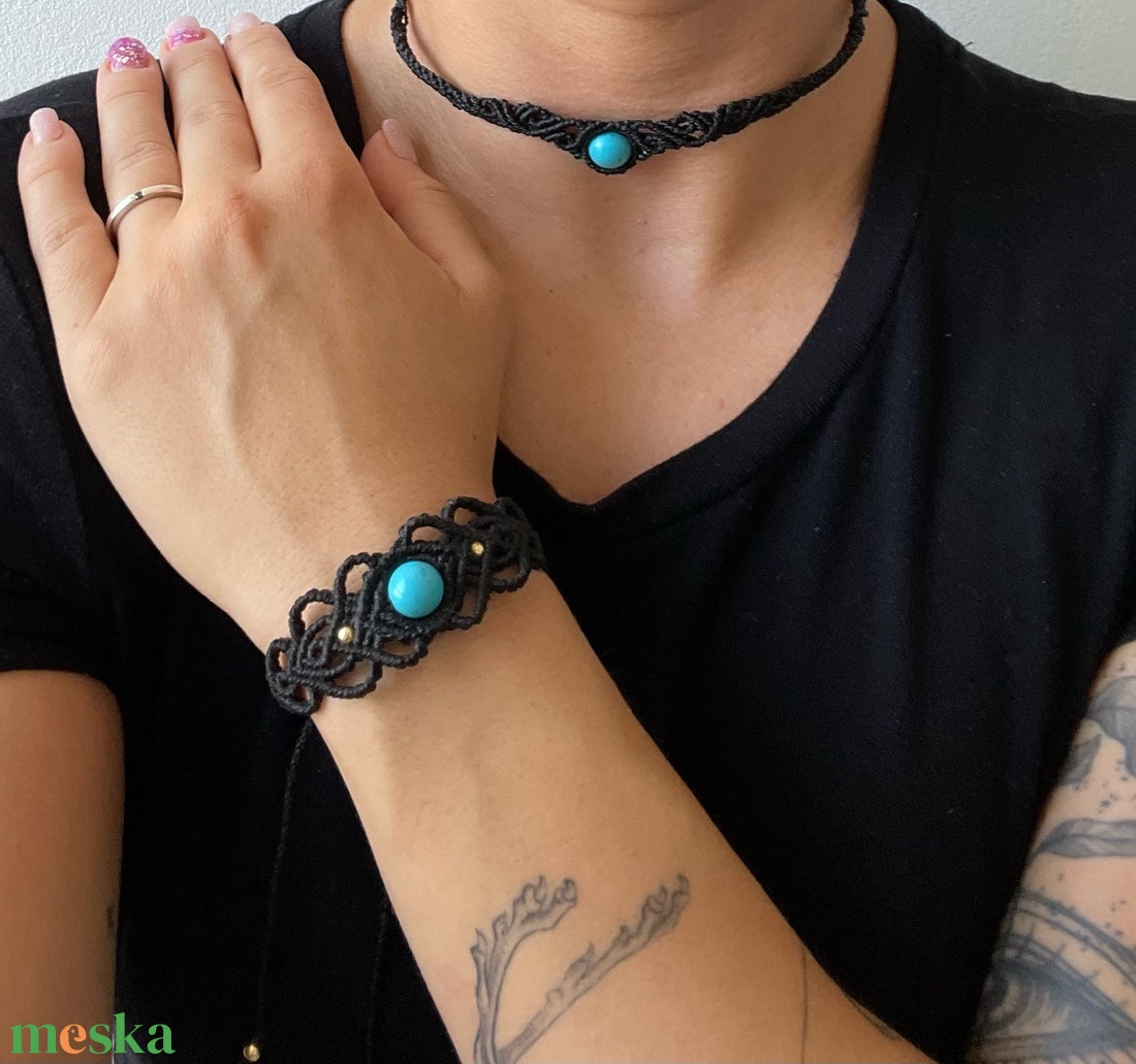 Choker és karkötő szett - ékszer - nyaklánc - gyöngyös nyaklánc - Meska.hu