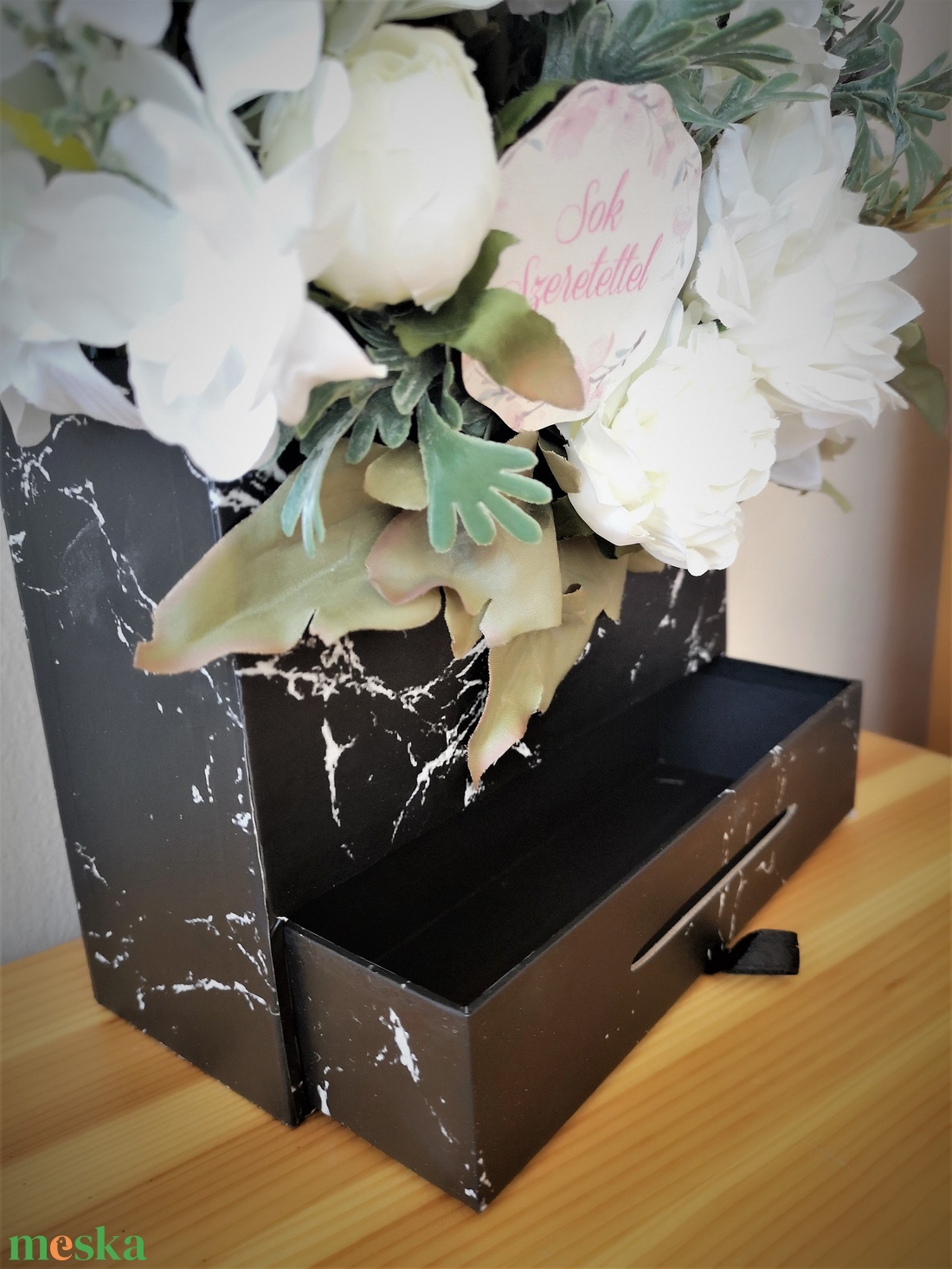 Borítékdoboz, fiókos doboz nászajándék, ajándékátadó, pénzátadó doboz, exlúzív virágbox - esküvő - emlék & ajándék - szülőköszöntő ajándék - Meska.hu