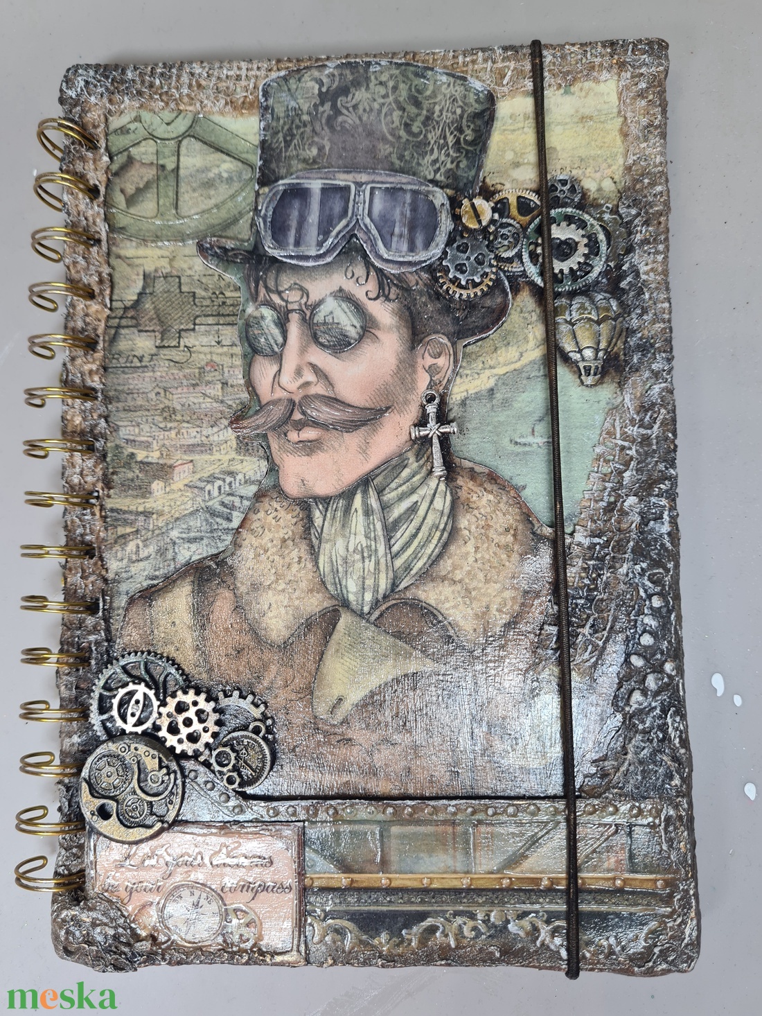 Steampunk, aviator stílusú füzet levehető borítóval  - otthon & életmód - papír, írószer - jegyzetfüzet & napló - Meska.hu