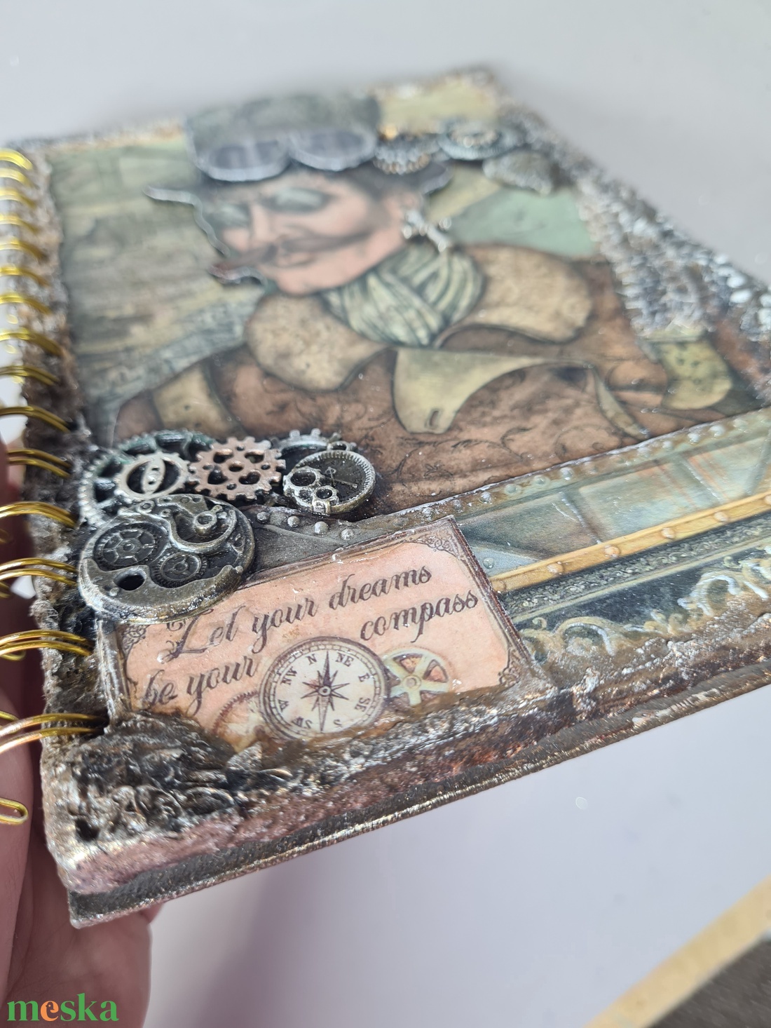 Steampunk, aviator stílusú füzet levehető borítóval  - otthon & életmód - papír, írószer - jegyzetfüzet & napló - Meska.hu