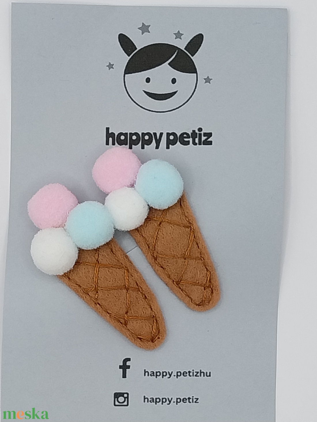 2 db Fagyis hajcsat, Filc és pompon fagyis hajcsat, Filc hajdísz, Fagyis csitt-csatt hajdísz, Fagylalt hajcsat - ruha & divat - hajdísz & hajcsat - hajcsat & hajtű - Meska.hu