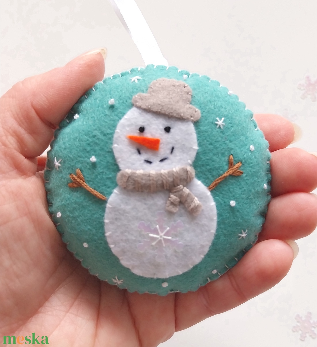 Hóember filc karácsonyfadísz - karácsony - karácsonyi lakásdekoráció - karácsonyfadíszek - Meska.hu
