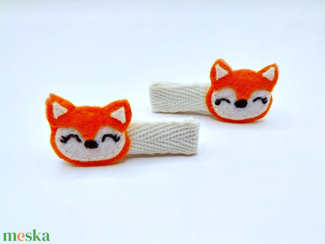 Róka hajcsat, 2db filc rokás csitt-csatt, Filc hajdísz, Róka hajdísz - ruha & divat - hajdísz & hajcsat - hajcsat & hajtű - Meska.hu