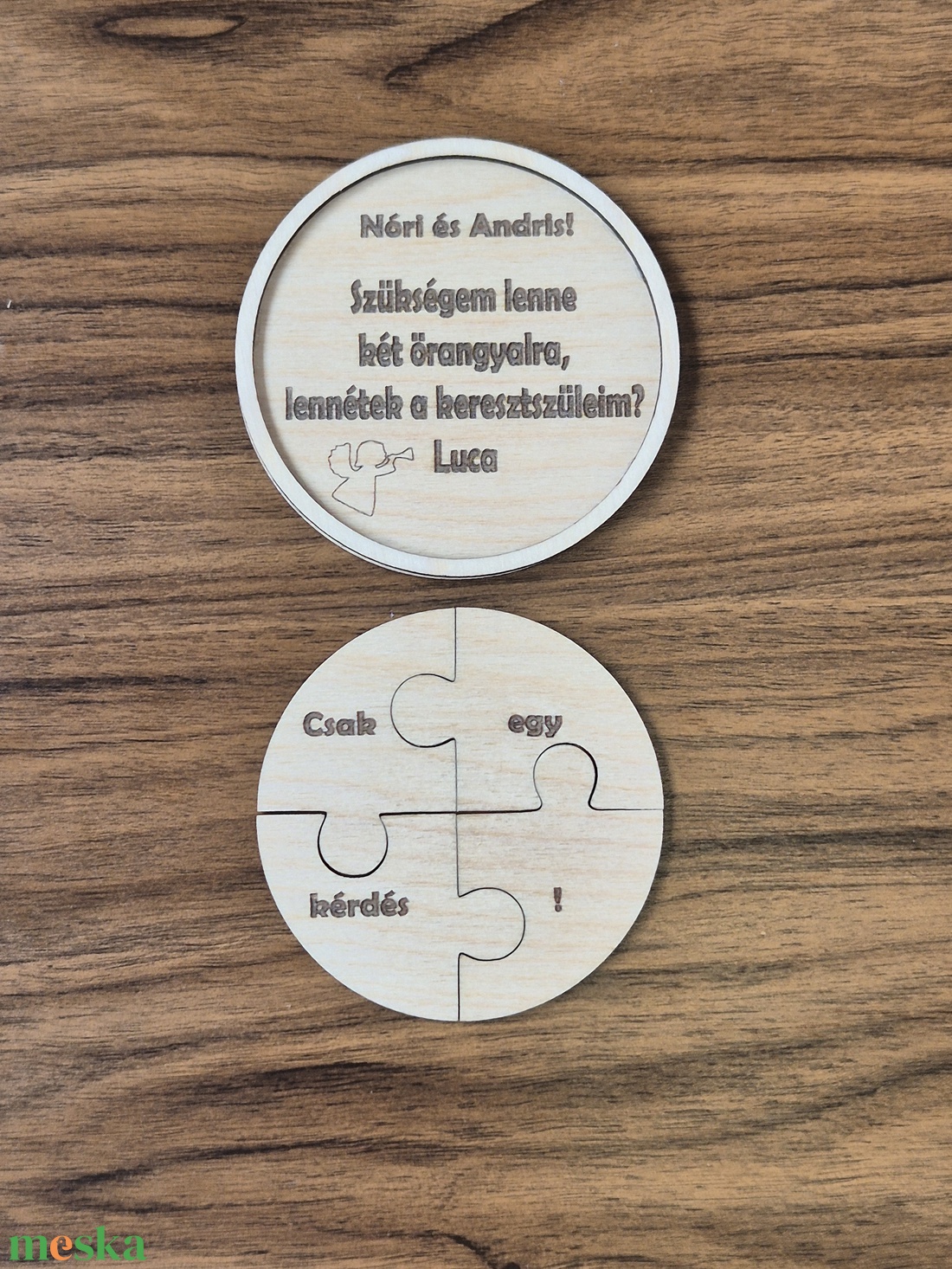 Egyedi fából készült keresztszülő felkérő puzzle - játék & sport - keresztelőajándékok - Meska.hu