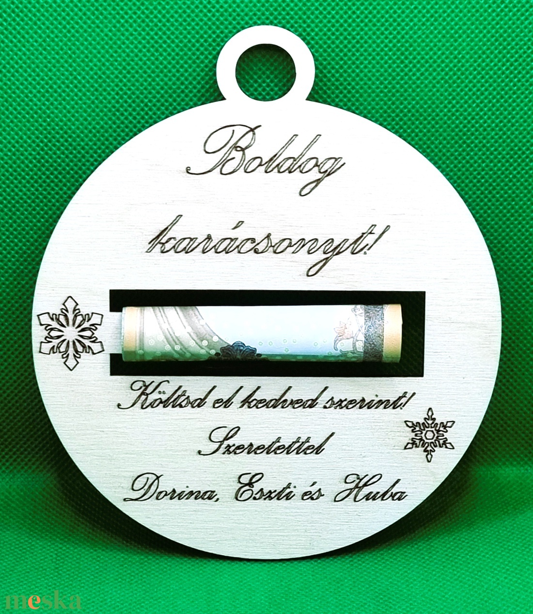 Karácsonyi pénzátadó dísz - karácsony - karácsonyi ajándékozás - karácsonyi képeslap, üdvözlőlap, ajándékkísérő - Meska.hu