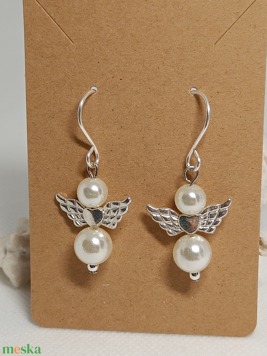 Angyalkás fülbevaló - ékszer - fülbevaló - lógó fülbevaló - Meska.hu