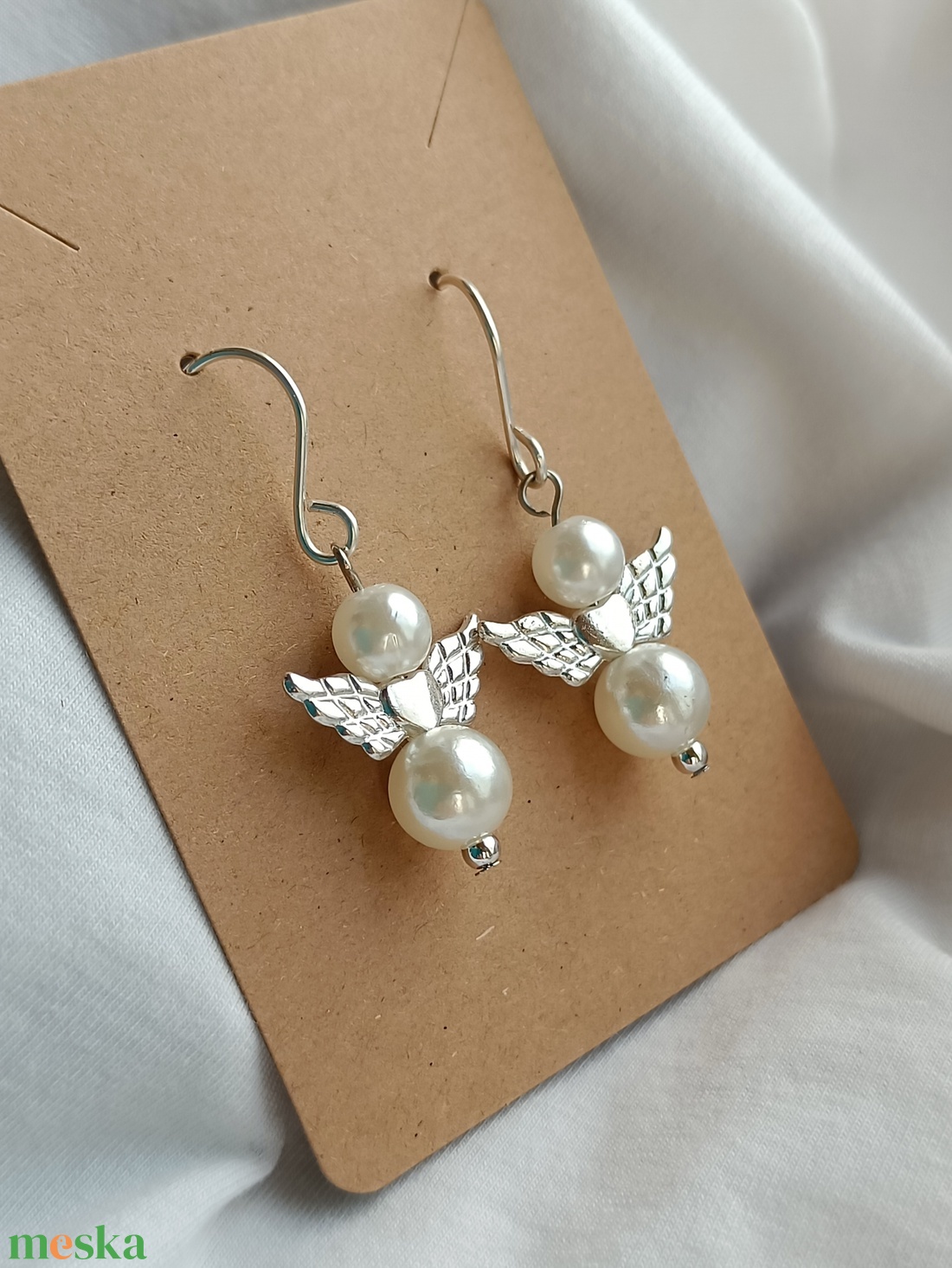 Angyalkás fülbevaló - ékszer - fülbevaló - lógó fülbevaló - Meska.hu