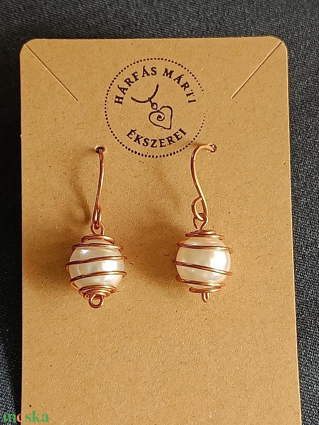 Tekla gömb fülbevaló - ékszer - fülbevaló - lógó fülbevaló - Meska.hu