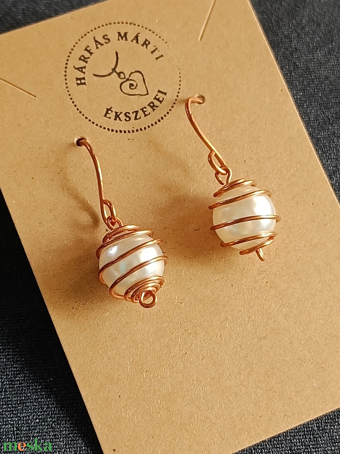 Tekla gömb fülbevaló - ékszer - fülbevaló - lógó fülbevaló - Meska.hu