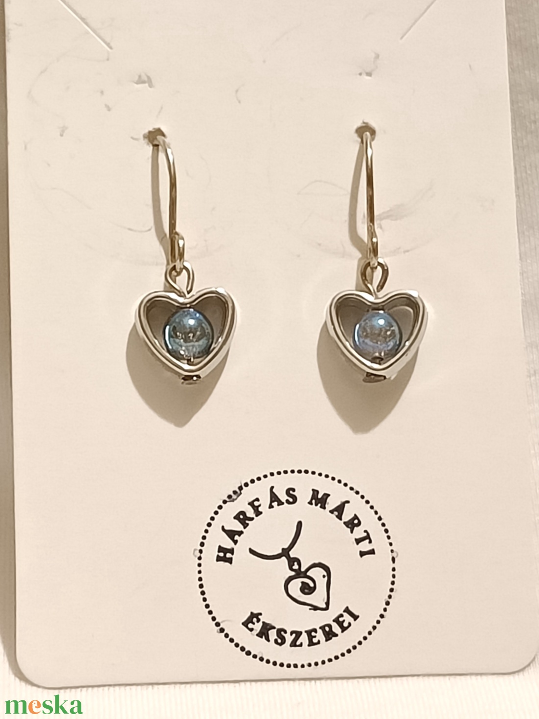 Szivecske fülbevaló aurakvarccal - ékszer - fülbevaló - lógó fülbevaló - Meska.hu