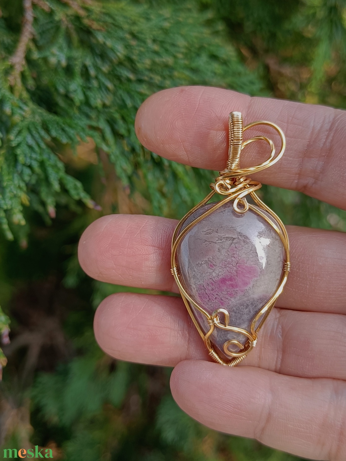 Rubin-turmalin medál rézben - ékszer - nyaklánc - medál - Meska.hu