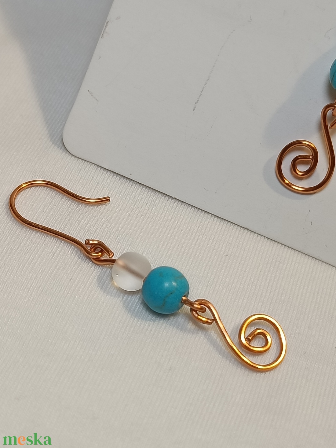 Csigás fülbevaló rézből  - ékszer - fülbevaló - lógó fülbevaló - Meska.hu