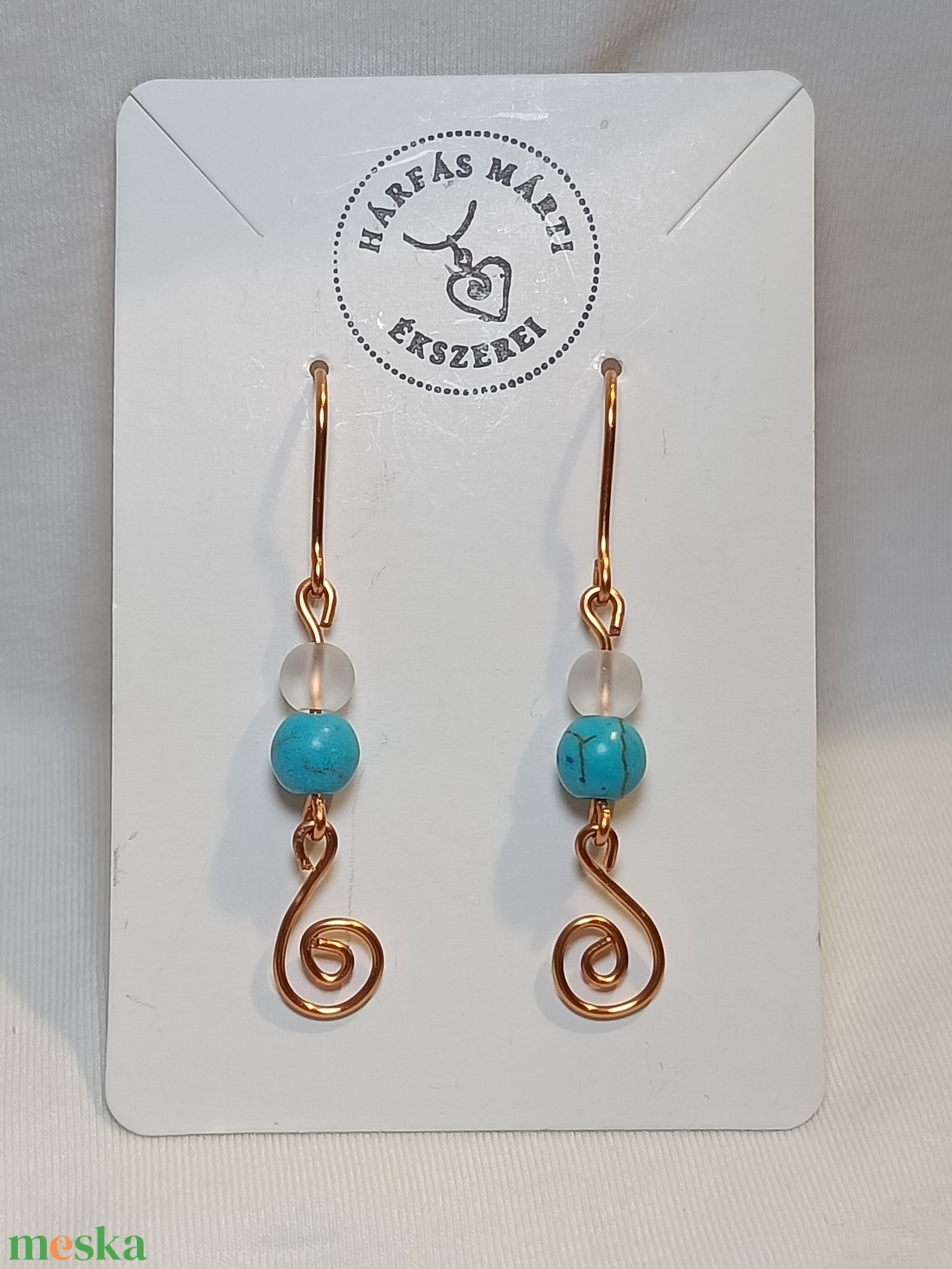 Csigás fülbevaló rézből  - ékszer - fülbevaló - lógó fülbevaló - Meska.hu