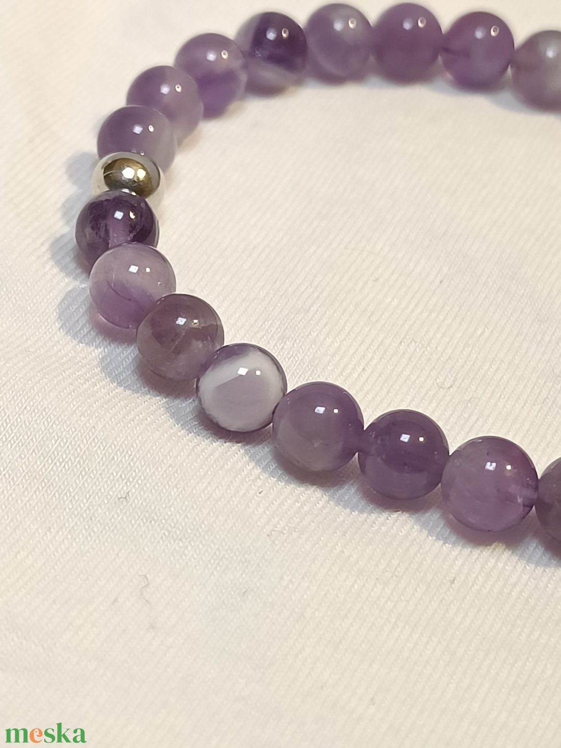 Chevron ametiszt karkötő - ékszer - karkötő - gyöngyös karkötő - Meska.hu
