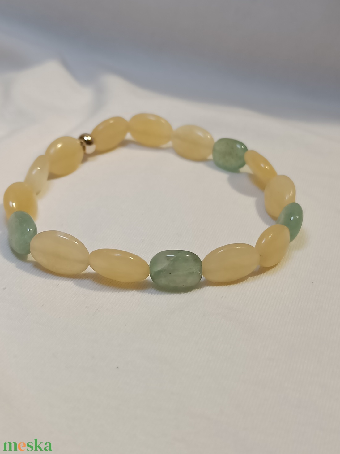 Sárga-zöld karkötő - ékszer - karkötő - gyöngyös karkötő - Meska.hu