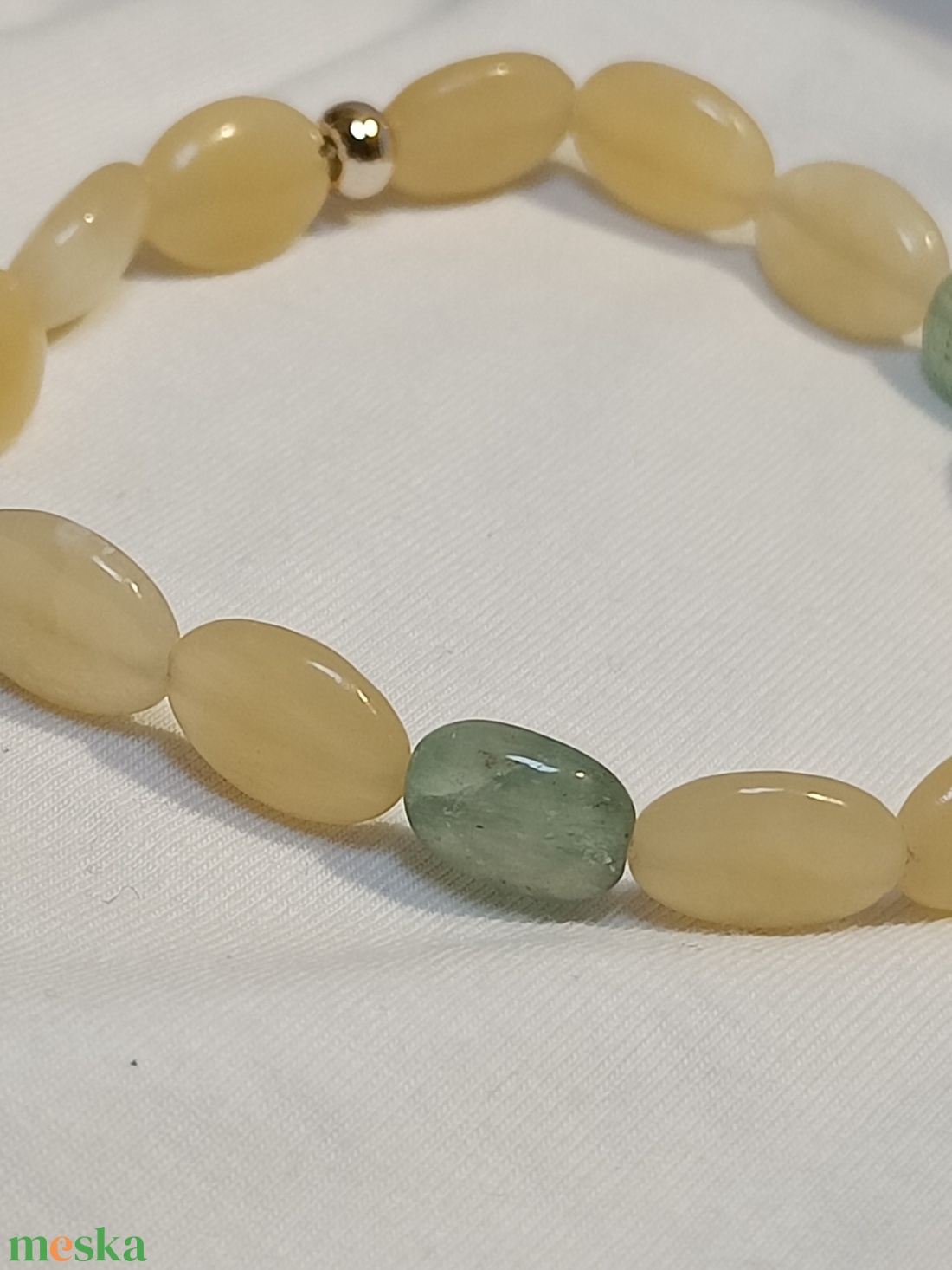 Sárga-zöld karkötő - ékszer - karkötő - gyöngyös karkötő - Meska.hu