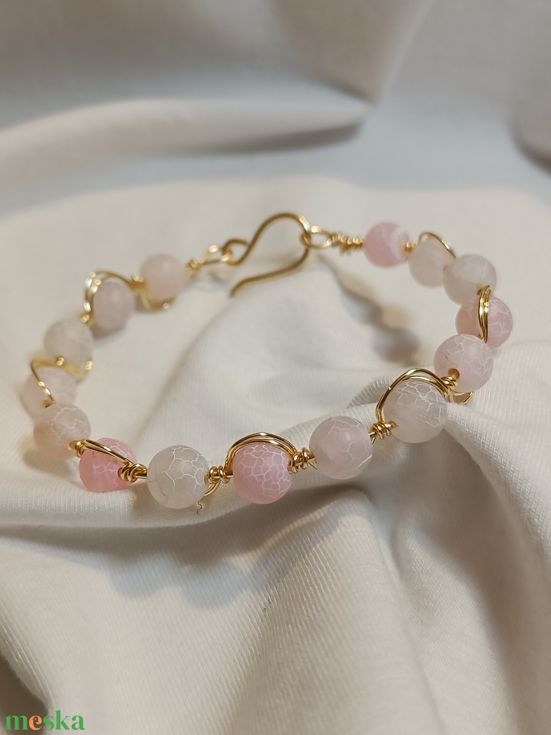 Púder achát karperec - ékszer - karkötő - lánc karkötő - Meska.hu