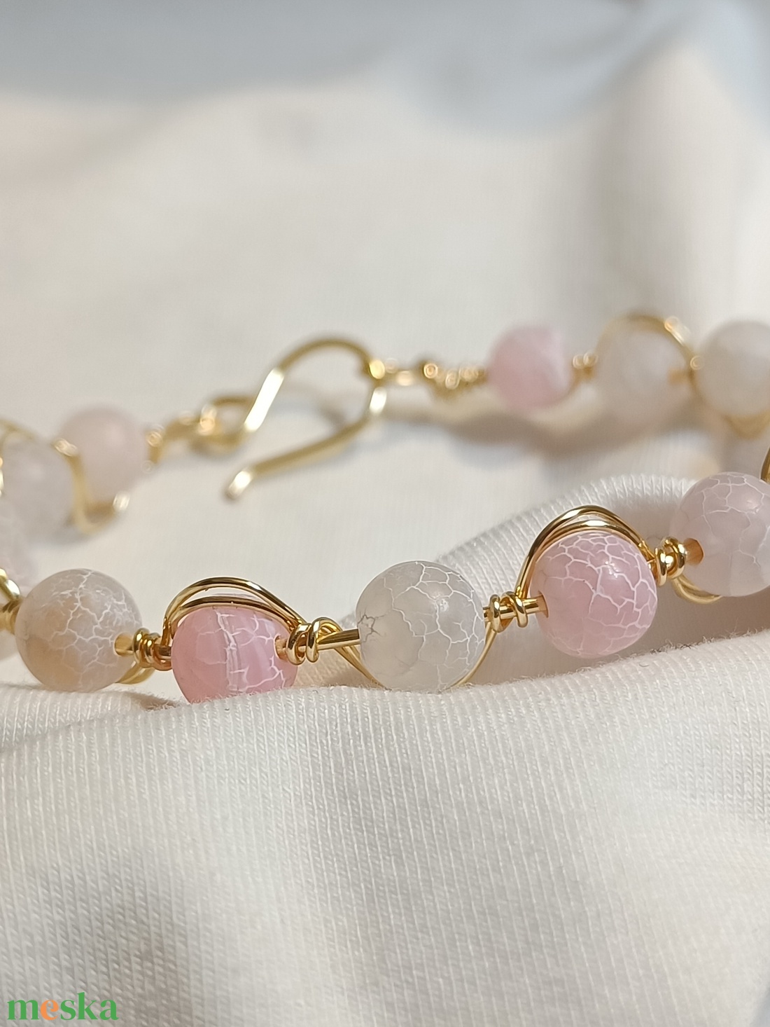 Púder achát karperec - ékszer - karkötő - lánc karkötő - Meska.hu