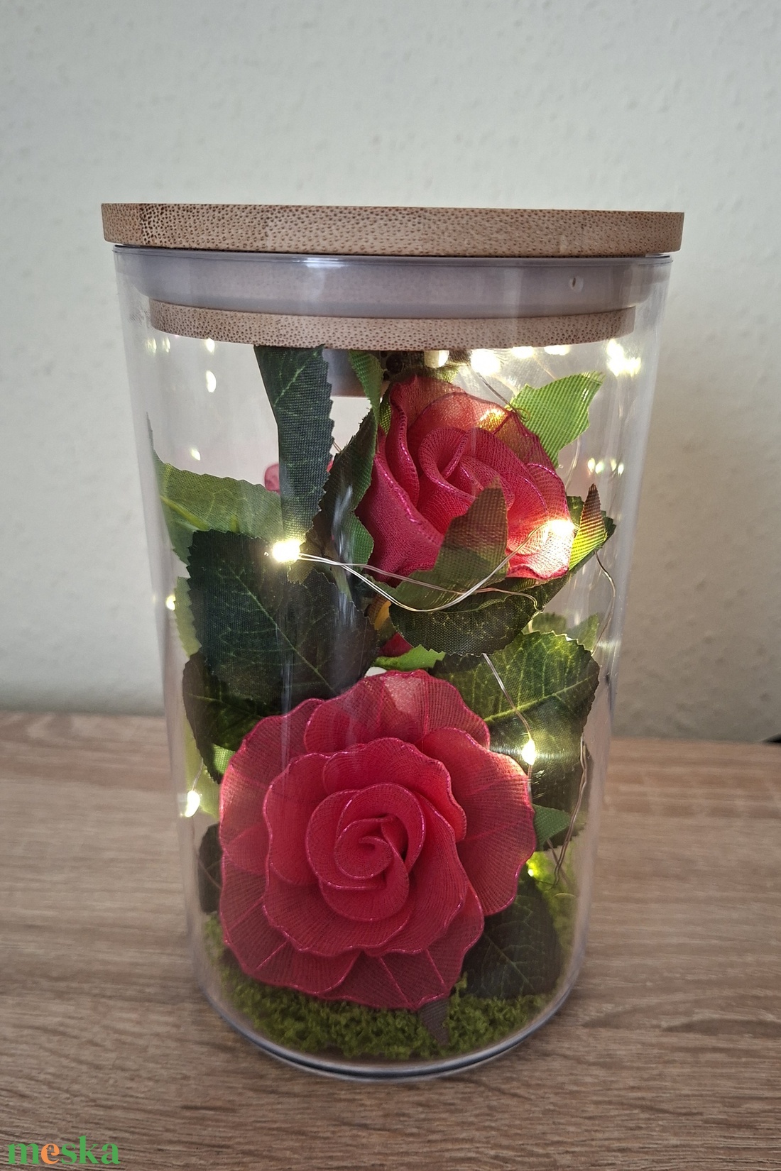 Kezzel készült Ledes Örök rózsa burában - otthon & életmód - virágdekoráció - virágok - virágbox - Meska.hu